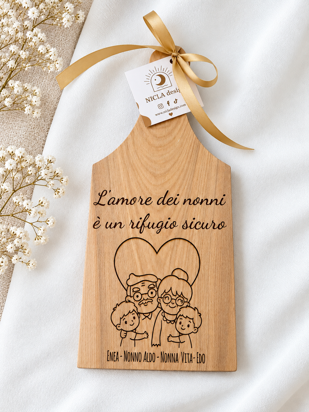 Tagliere Personalizzato Nonni e Nipoti – L’amore dei nonni