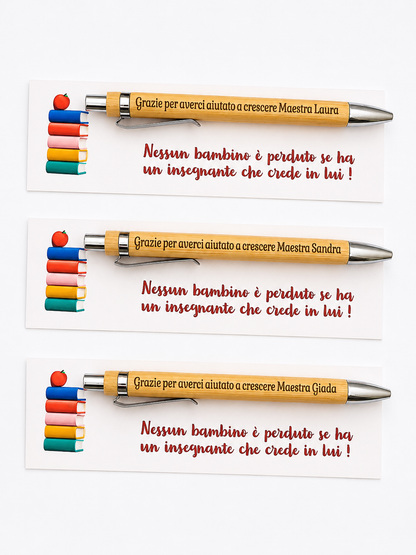 Penna con segnalibro -Maestra
