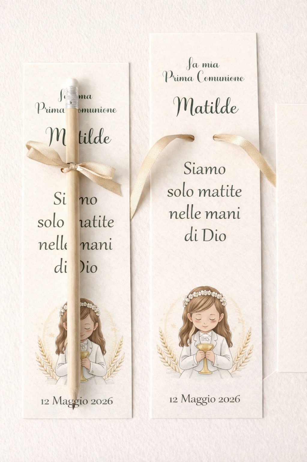 Segnalibro con matita personalizzata – Prima Comunione