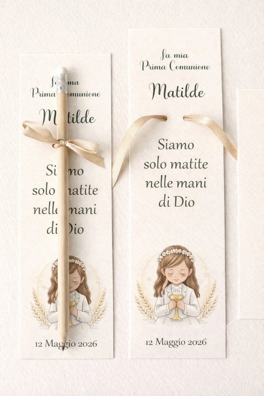 Segnalibro con matita personalizzata – Prima Comunione