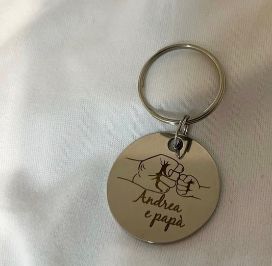 Portachiavi tondo acciaio - Pugno unione