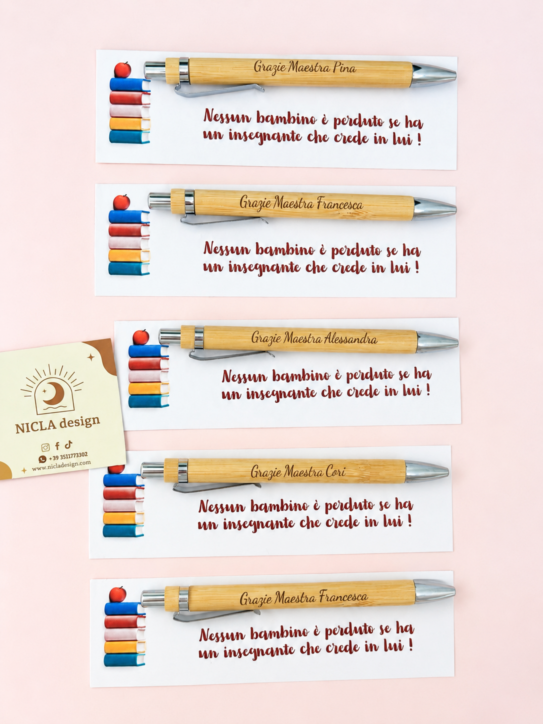 Penna con segnalibro -Maestra