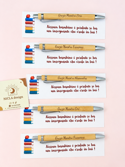 Penna con segnalibro -Maestra