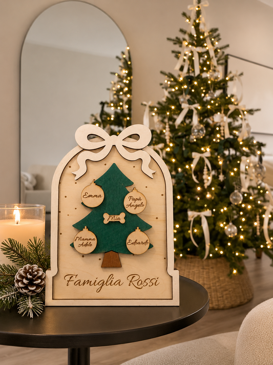 Quadretto Albero di Natale -Famiglia Personalizzato