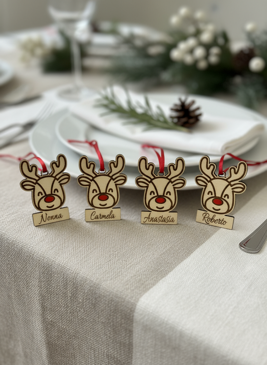 Segnaposto - Renna naso rosso