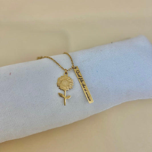 Collana “Girasole+ targhetta”